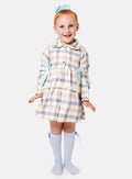 Baby Girl Kylie Collection Tartan Spanish Dress - Baby Blue