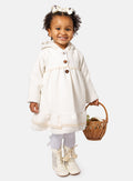 Baby Girl Elegant Spanish Coat with Lace Trim - Ivory