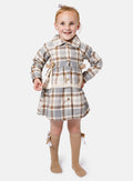 Baby Girl Kylie Collection Tartan Spanish Dress - Beige