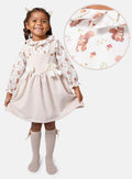 Baby Girl Squirrel Collection 2-Piece Spanish Velvet Dress Set with Shirt - Ivory