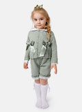 Baby Girl Bella Collection 3-piece Spanish Knitted Set - Sage Green