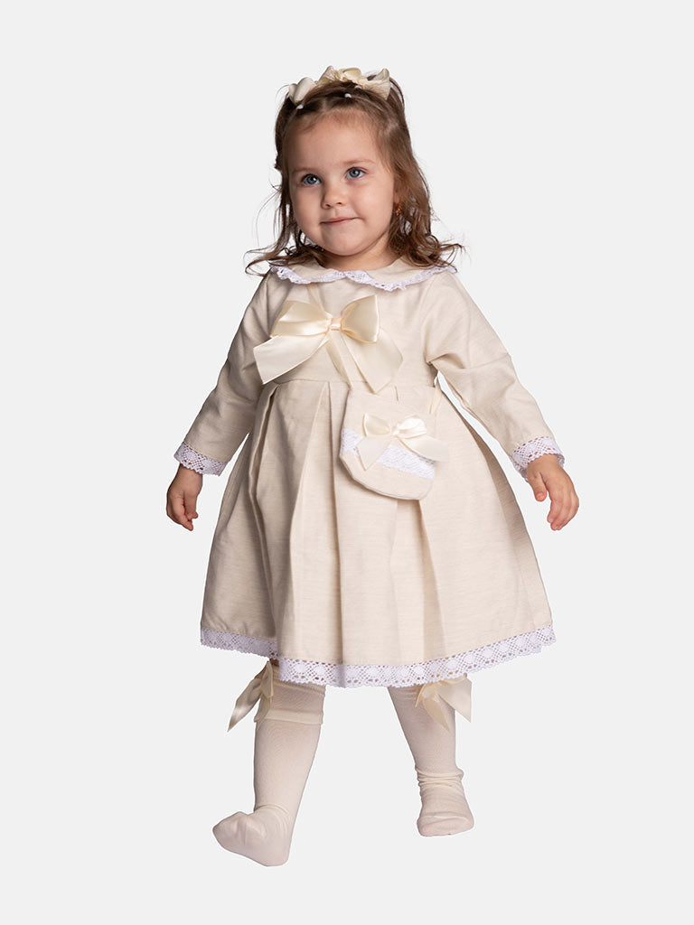 Baby Girl Dolcie-Mae Collection Dress Set with Purse - Ivory