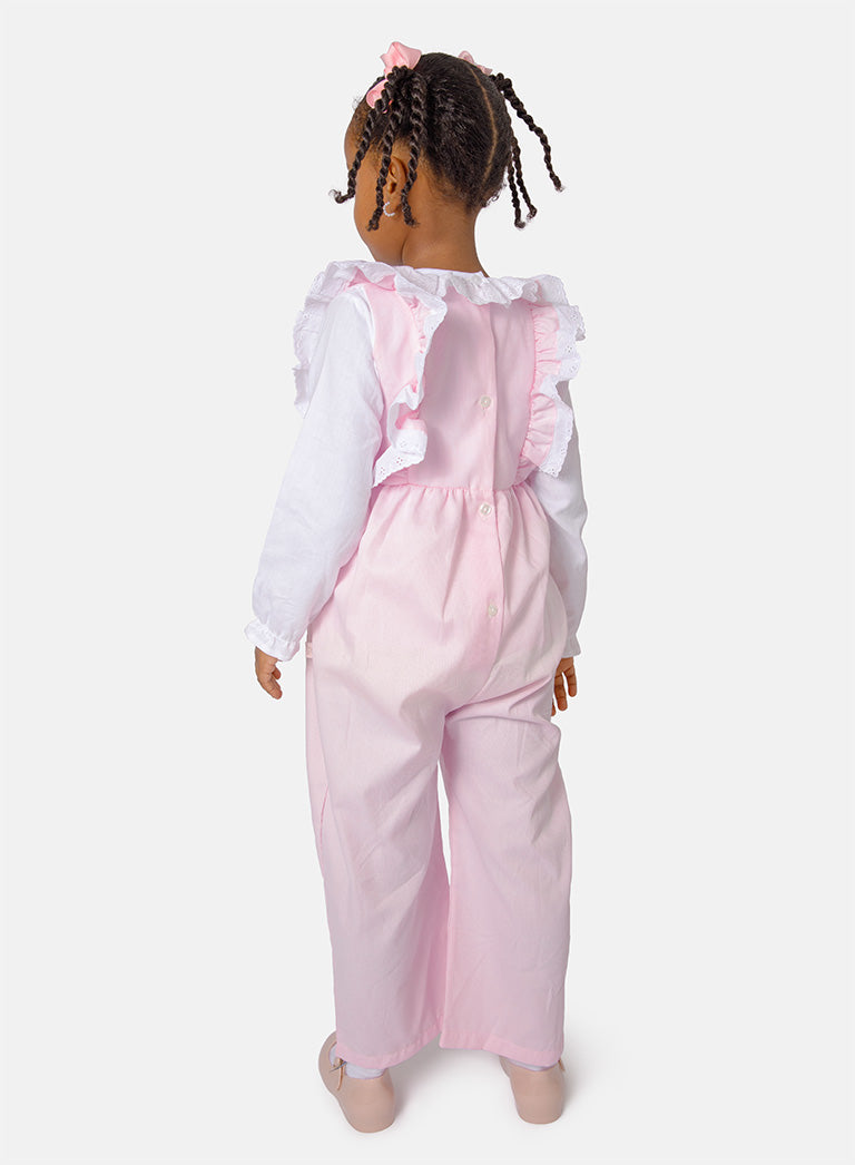Baby Girl Amaya Collection Spanish 2-Piece Dungarees Set - Baby Pink