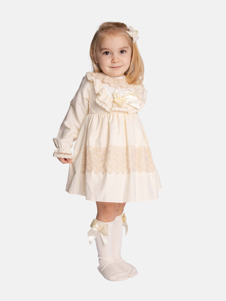 Baby Girl Lisa Collection Lace Trim Dress - Ivory