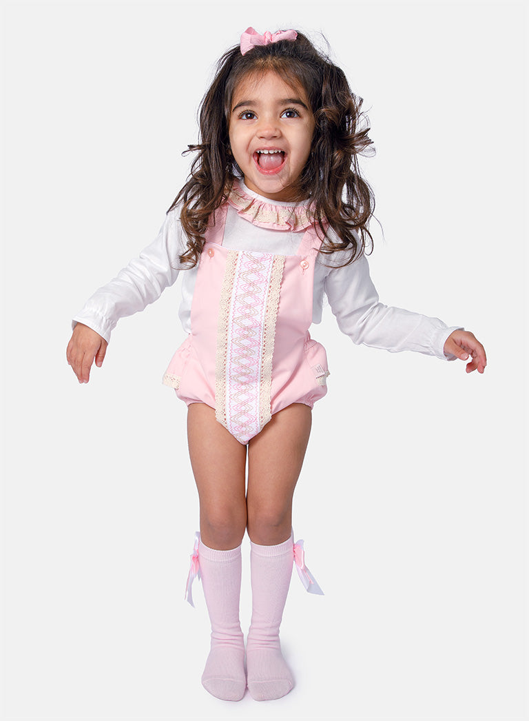 Baby Girl Leyla Collection 2-piece Romper Set - Baby Pink