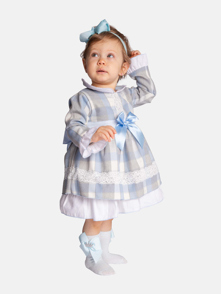 Baby Girl Antonia Collection Tartan Dress - Baby Blue