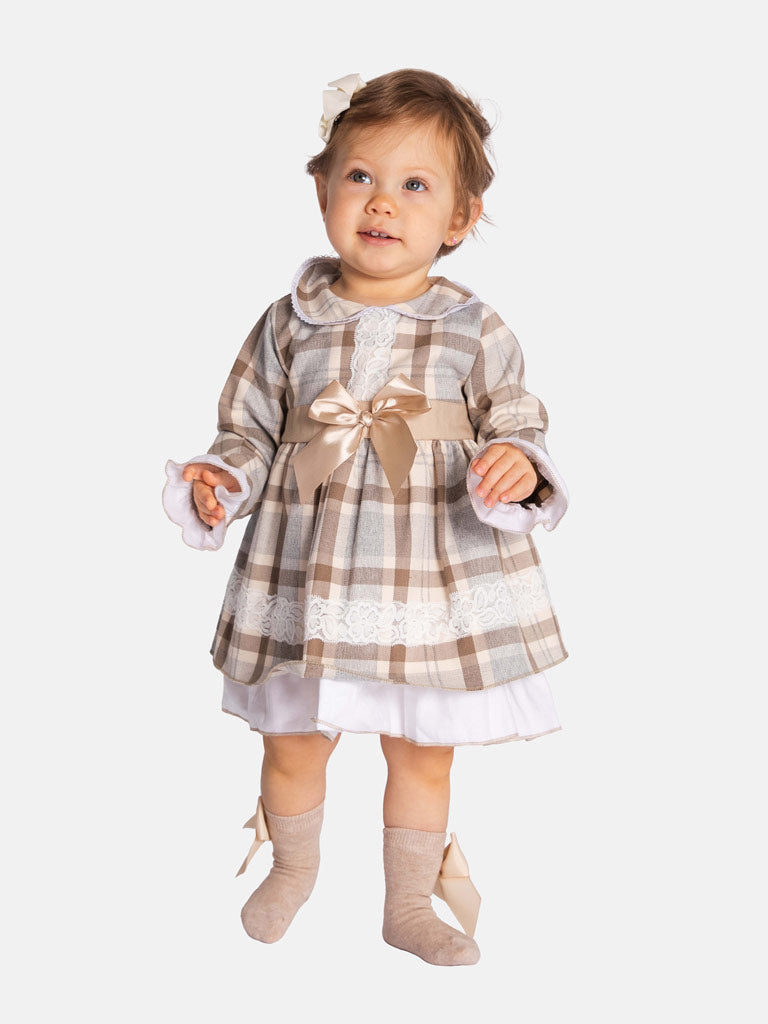 Baby Girl Antonia Collection Tartan Dress - Gold