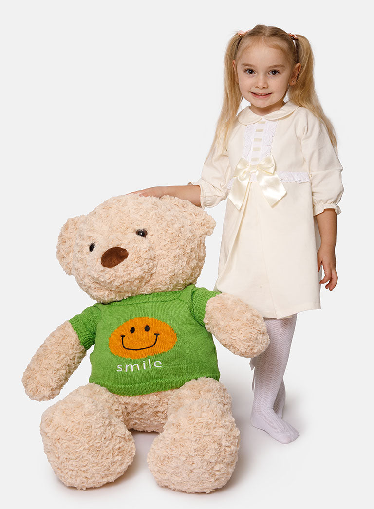 SMILE Collection Jumbo Plush Teddy Bear - Green Jumper