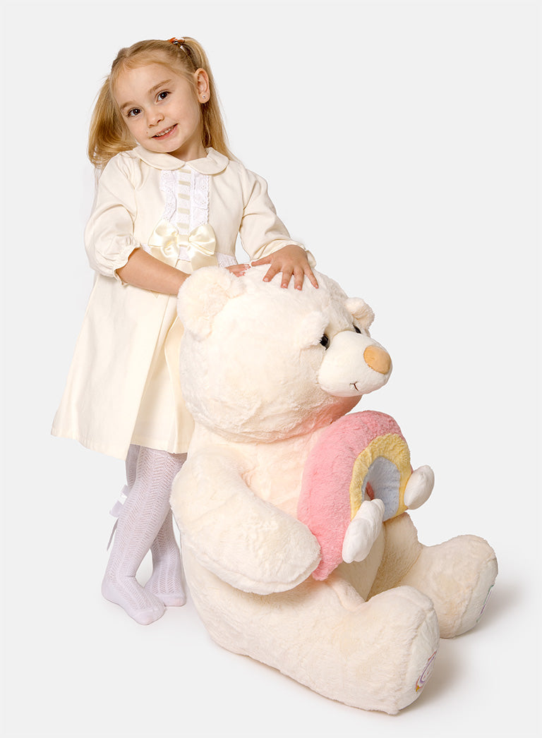 Rainbow Collection Jumbo Plush Teddy Bear - Cream