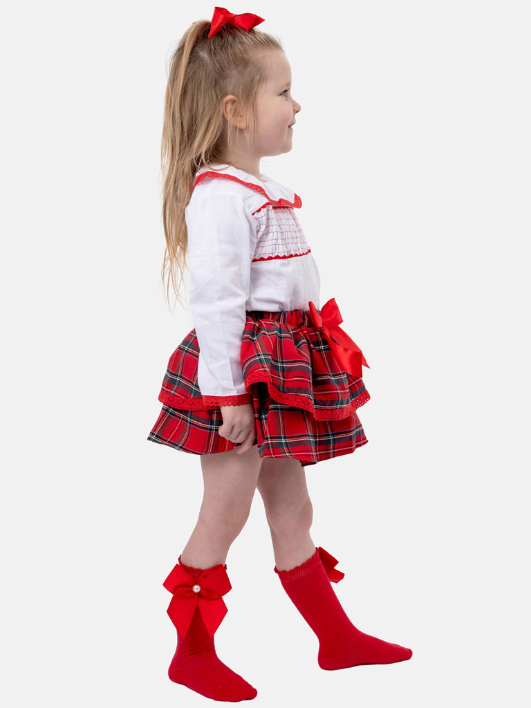 Baby Girl Luz Collection 2-Piece Tartan Romper Set - Large Tartan Print