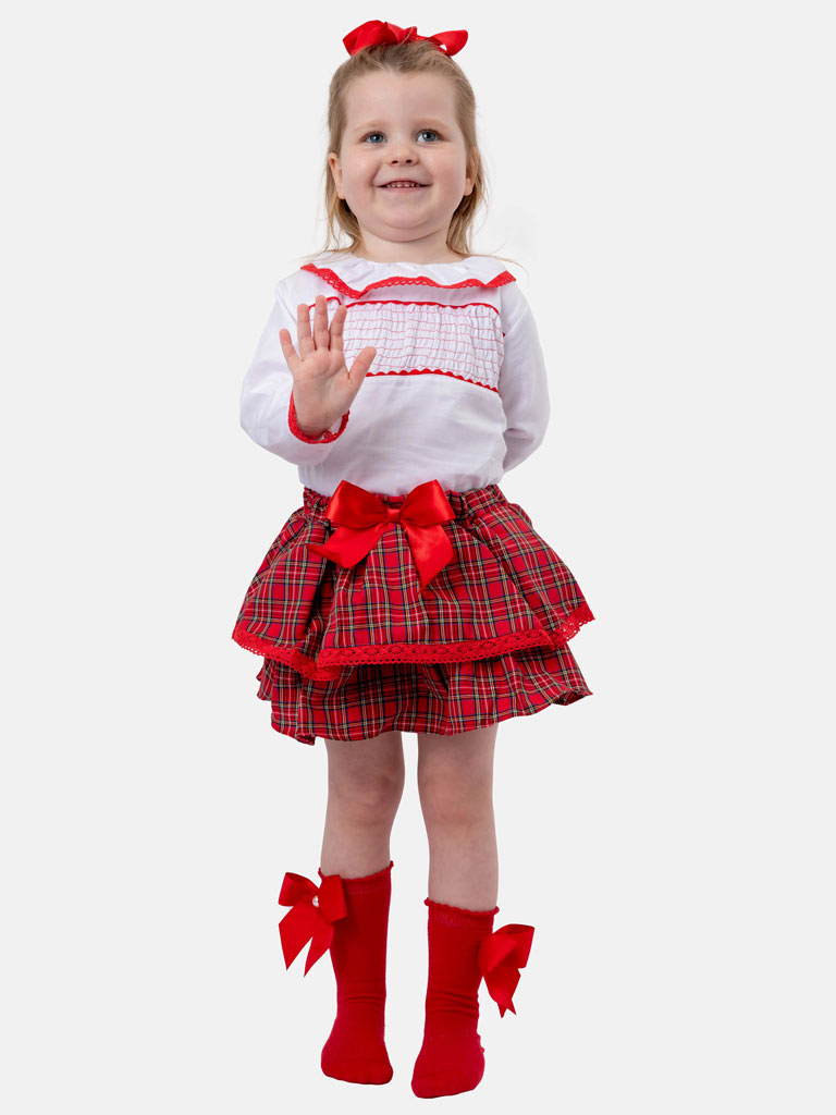 Baby Girl Luz Collection 2-Piece Tartan Romper Set - Small Tartan Print