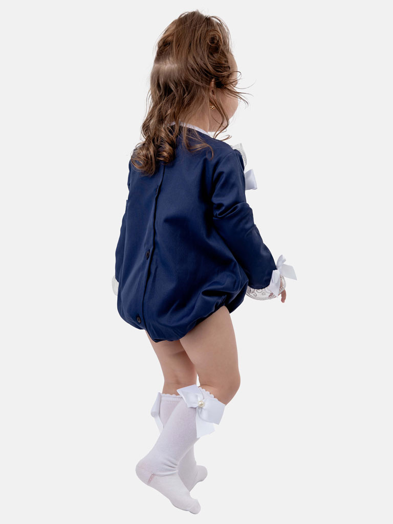 Baby Girl Gloria Collection Spanish Romper - Navy Blue