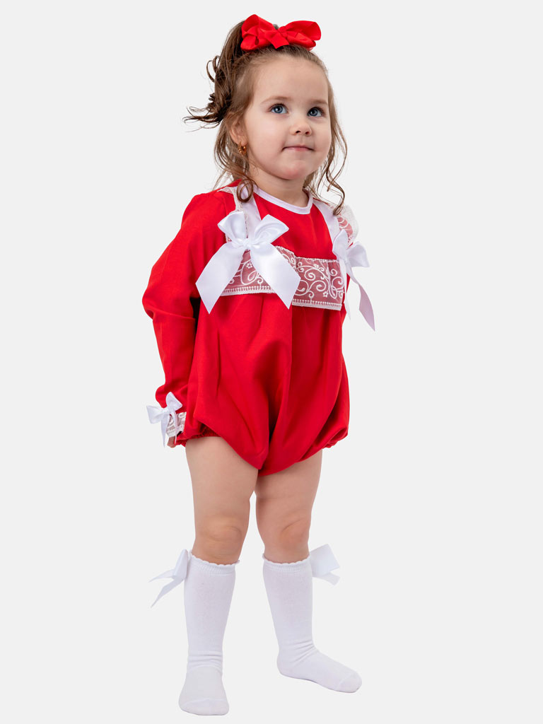 Baby Girl Gloria Collection Spanish Romper - Red