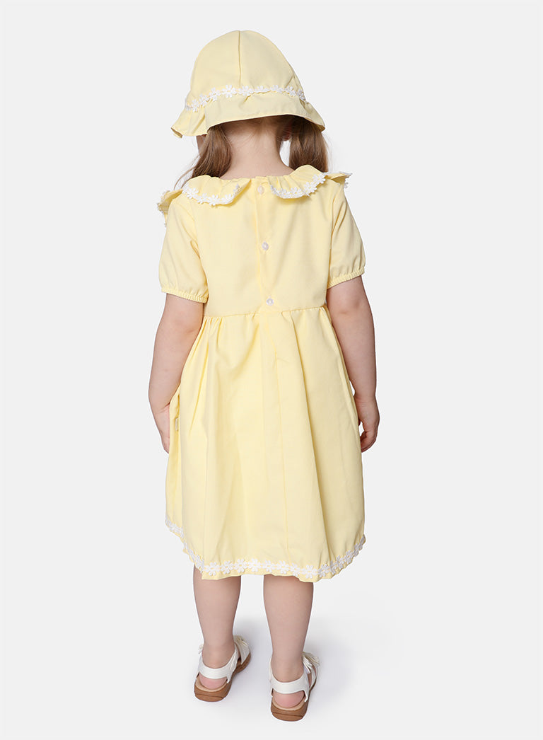 Baby Girl Graciela Collection 2-piece Spanish Dress with Hat - Lemon Yellow