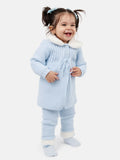Baby Girl Nieves Coat & Pants Knitted Spanish Set - Baby Blue