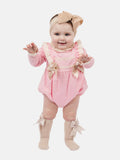 Baby Girl Leya Collection Spanish long sleeve Romper - Pink