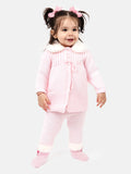 Baby Girl Nieves Coat & Pants Knitted Spanish Set - Baby Pink