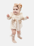 Baby Girl Leya Collection Spanish long sleeve Romper - Ivory