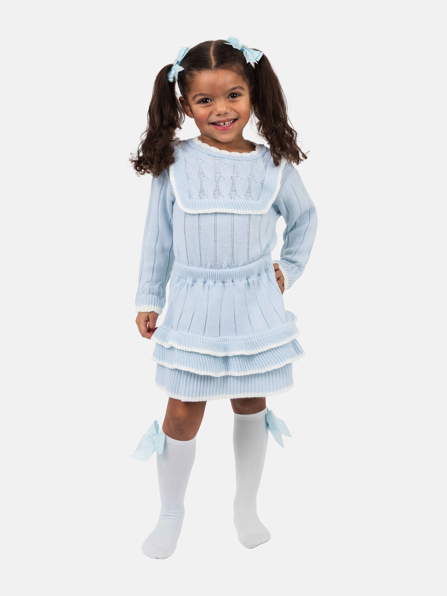 Baby Girl Selena Collection 2-piece Spanish Knitted Set - Baby Blue