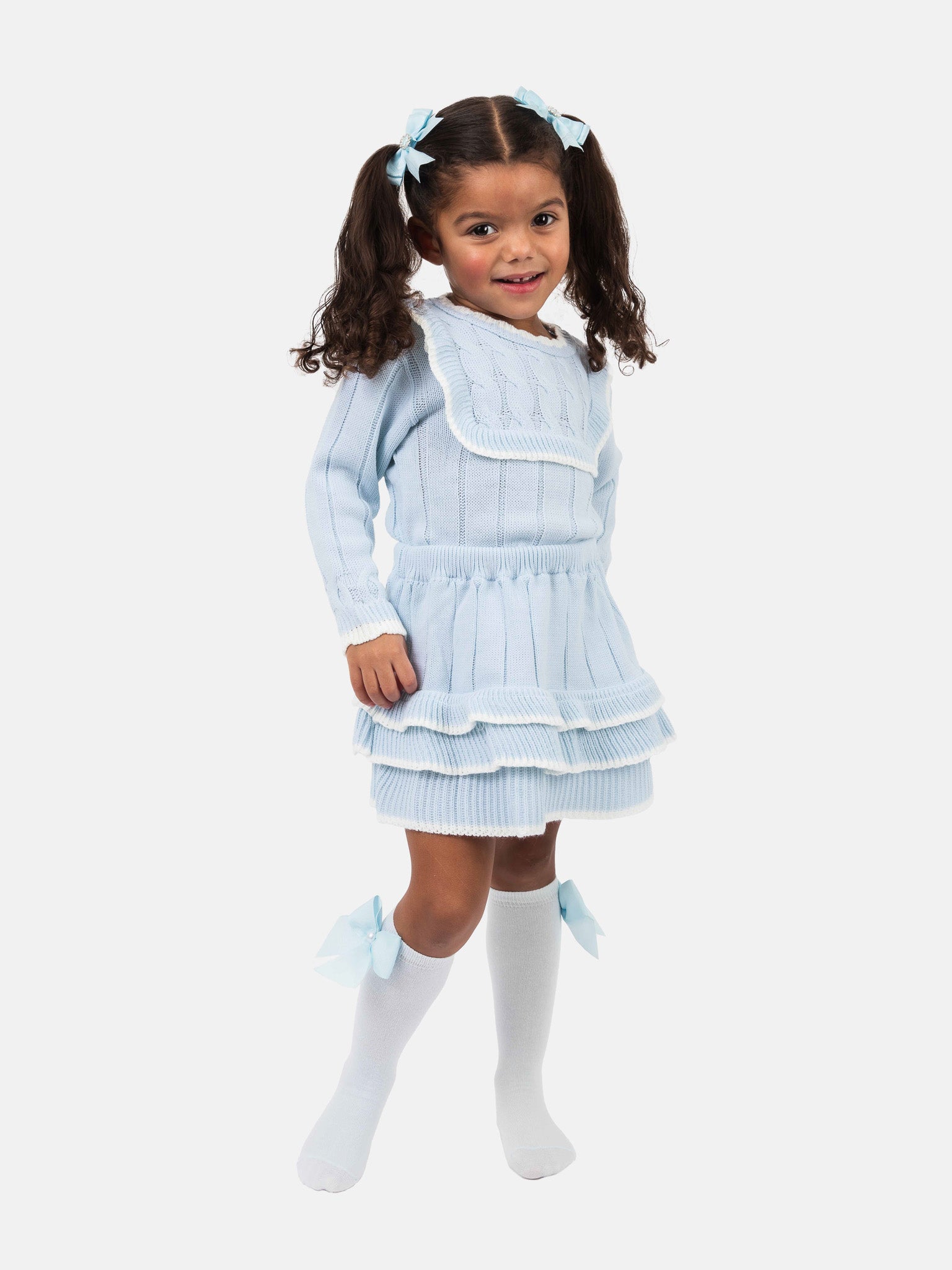 Baby Girl Selena Collection 2-piece Spanish Knitted Set - Baby Blue