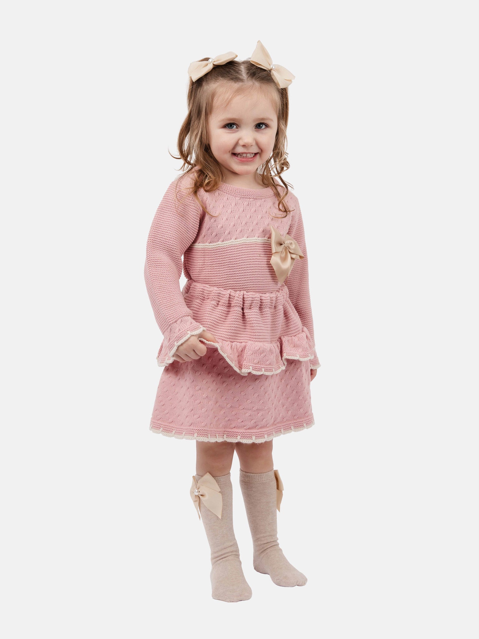 Baby Girl Adelina Collection 2-piece Spanish Knitted Set - Dusty Pink