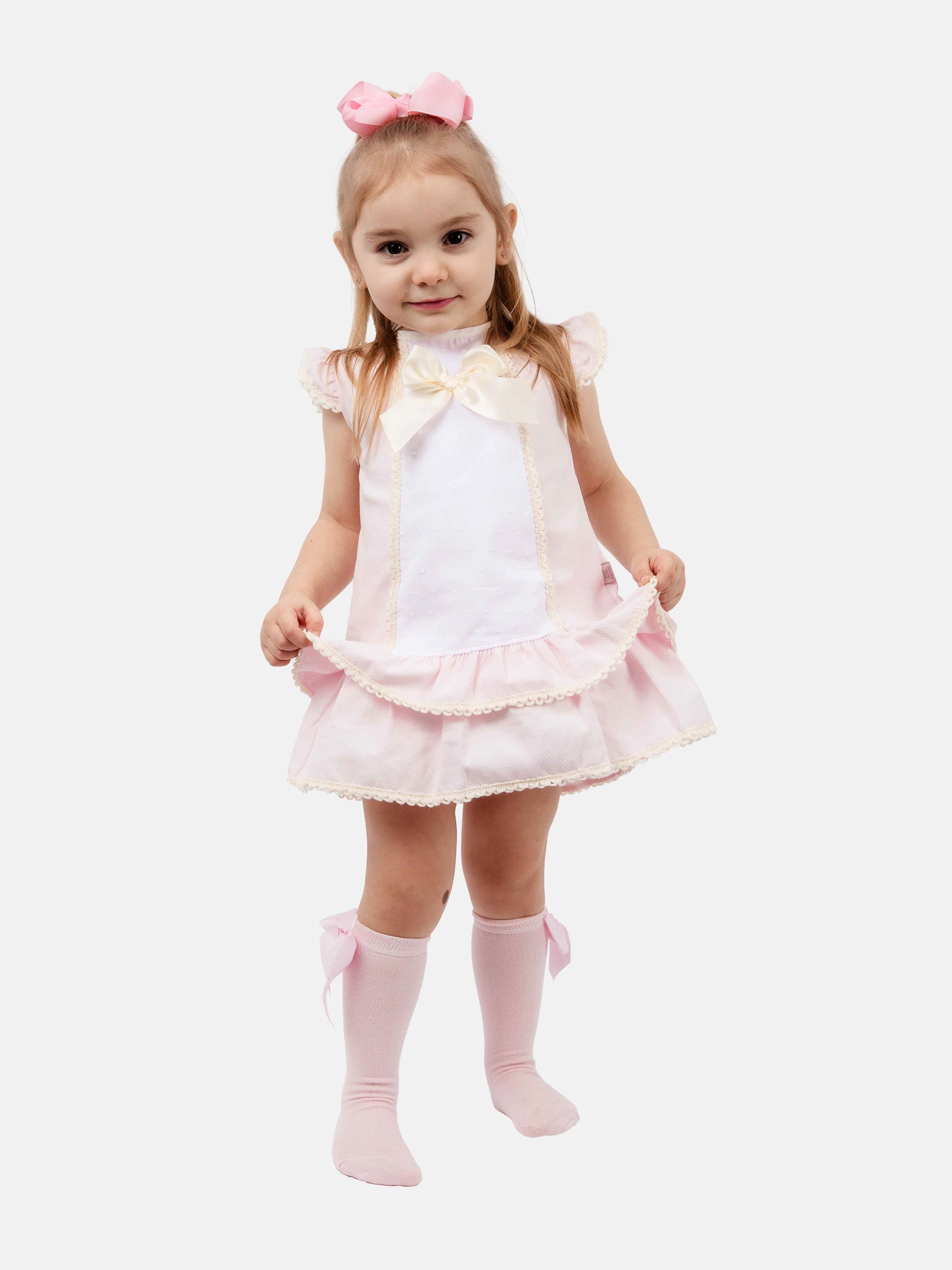 Baby Girl Paulina Collection Spanish Dress - Baby Pink