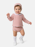 Baby Girl ELIZA Collection knitted 3-piece set - Dusty Pink