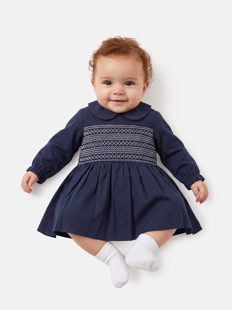 Girl Marissa Collection Smocked Dress Baby & Toddler - Navy Blue