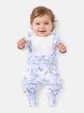 Cotton Baby Grow for Girls with Frilly Bib - Safari Collection - Baby Blue