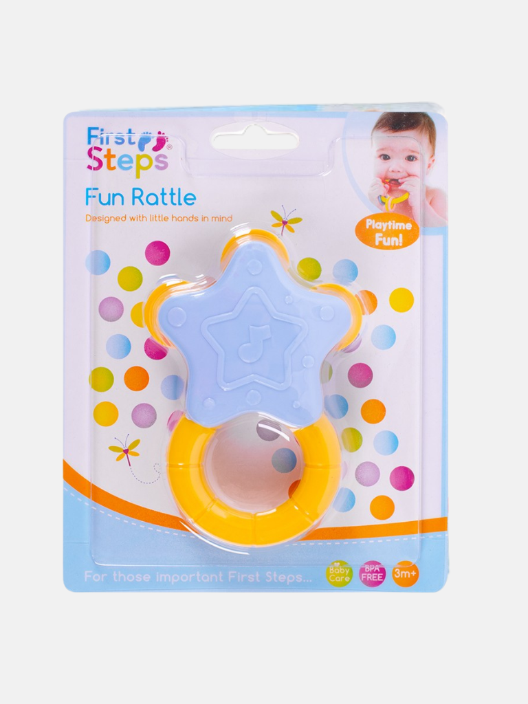 Baby Star Rattle - Blue and Yellow