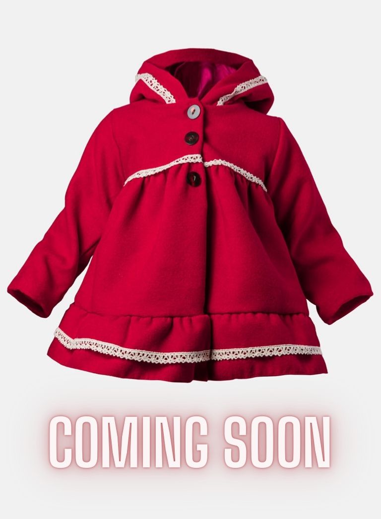 Baby Girl Elegant Spanish Coat with Lace Trim - Red