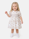 Baby Girl Smocked Summer Dress Safari Collection - Beige