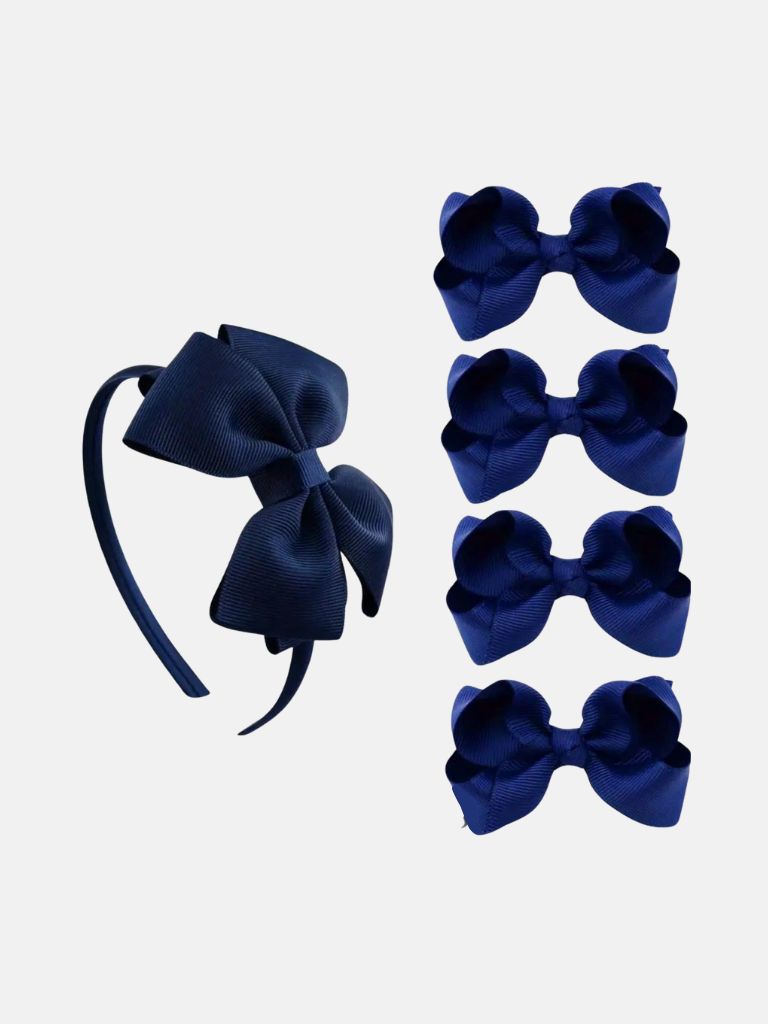 Baby Girl Hair Accessories 5 Pieces Set - Navy Blue