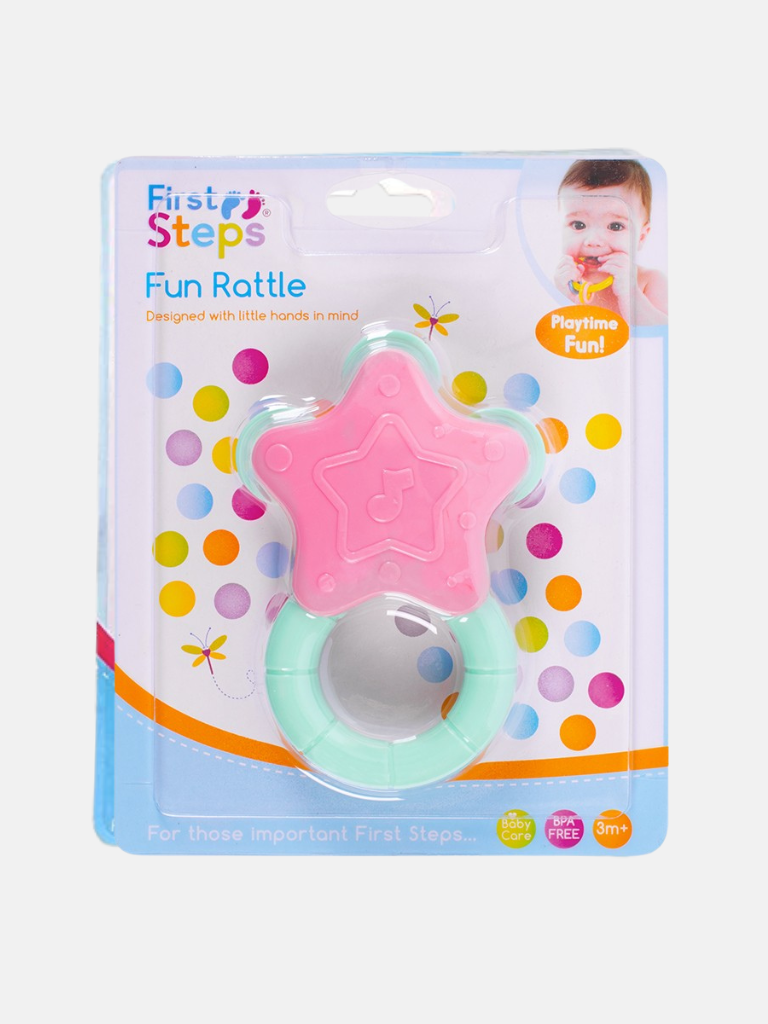 Baby Star Rattle - Pink and Mint