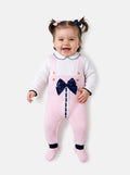 Baby Girl Camila Collection 2-piece Knitted Dungaree Set - Baby Pink