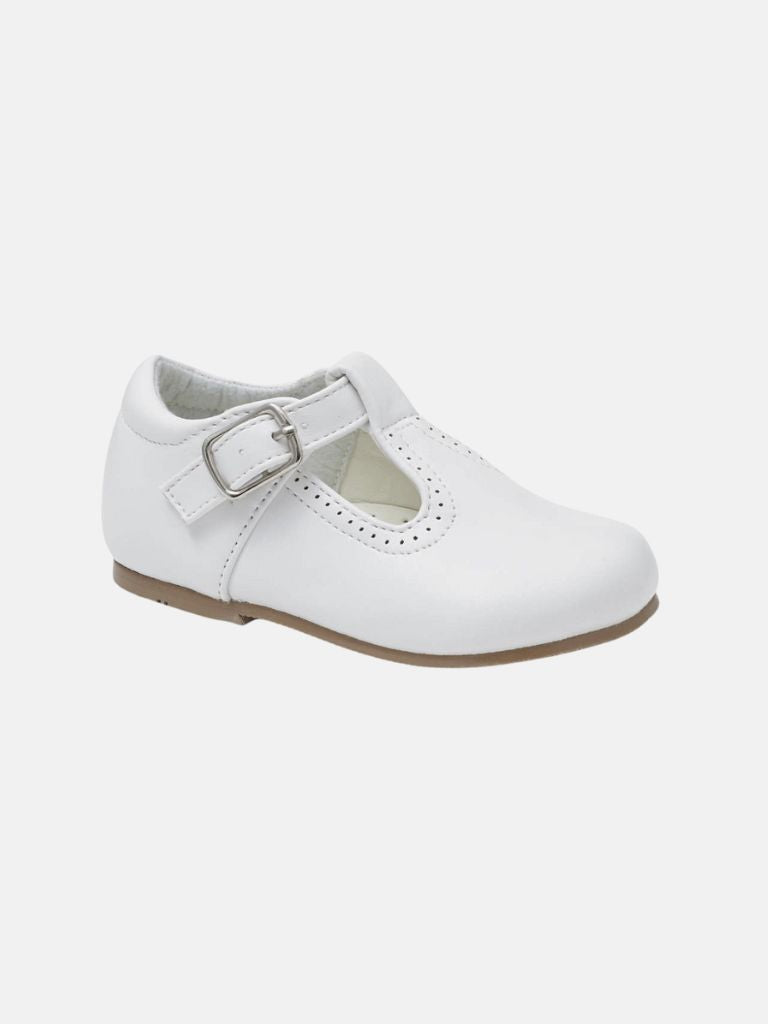 Baby Boy Buckle Strap Shoes Dave Collection-White