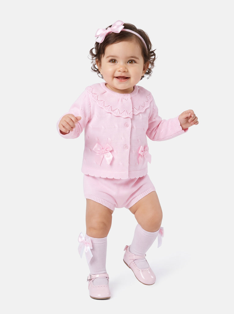 Baby Girl Catarina Collection 2-piece Spanish Knitted Set - Baby Pink