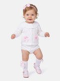 Baby Girl Catarina Collection 2-piece Spanish Knitted Set - White & Baby Pink
