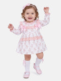 Baby Girl Dress with Bows & Lace - Rocking Horse Collection - Baby Pink
