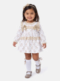 Baby Girl Dress with Bows & Lace - Rocking Horse Collection - Beige
