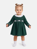 Baby Girl Estela Collection Long Sleeve Smocked Dress - Emerald Green