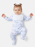 Baby Grow with Attached Bib - Safari Collection - Baby Blue