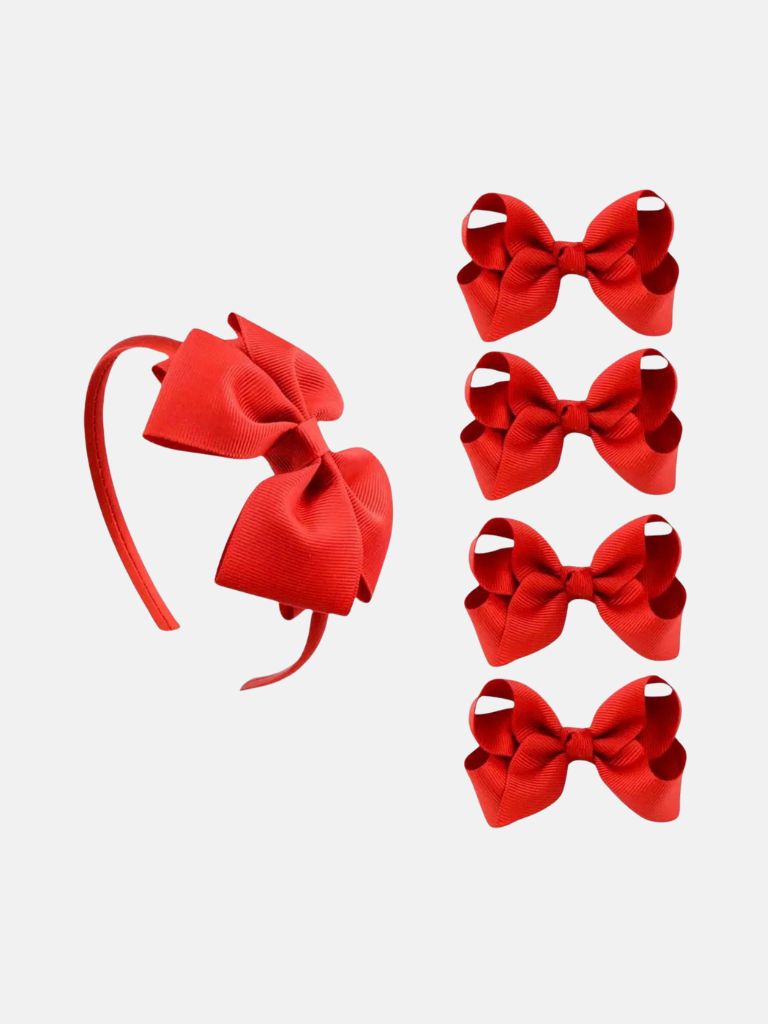 Baby Girl Hair Accessories 5 Pieces Set - Red