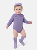 Baby Girl Luma Collection Spanish Knitted Frill Collar Romper - Purple