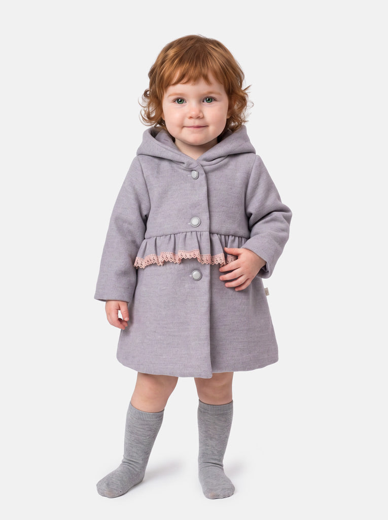 Baby Girl Luxury Winter Hooded Spanish Coat - Grey
