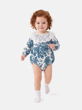 Baby Girl Genoveva Collection Elegant Romper - Dusty Blue