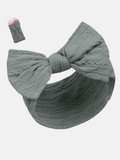Baby Girl Cable Bow Elastic Headband - Sage Green