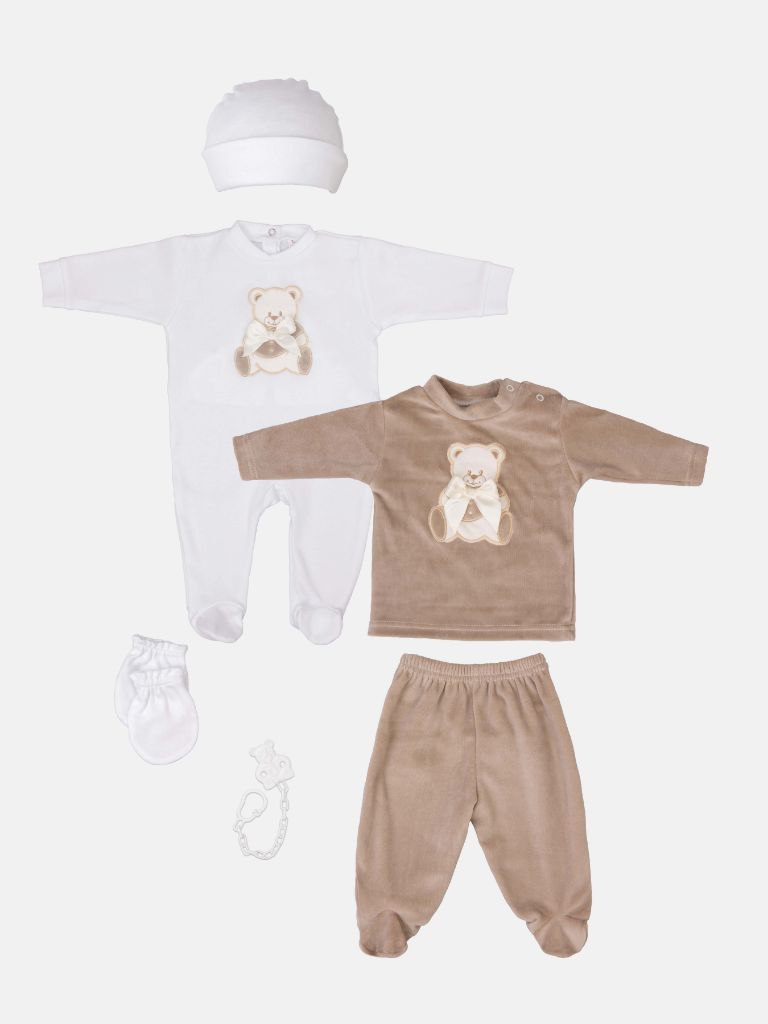 Baby Unisex 6-piece Teddy Gift Box Set - Brown