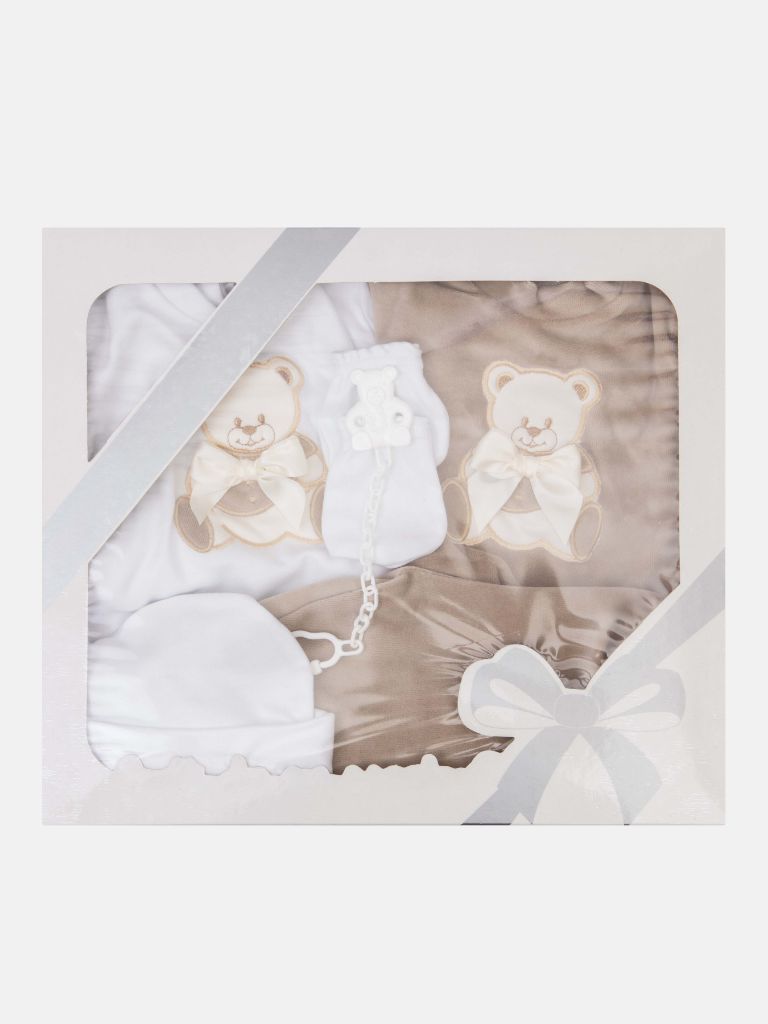 Baby Unisex 6-piece Teddy Gift Box Set - Brown