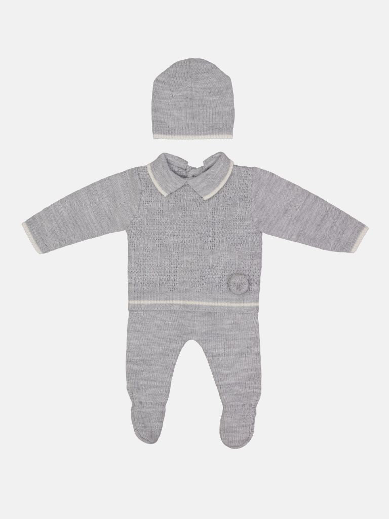 Baby Boy New Santiago Collection Knitted 3 piece set - Grey